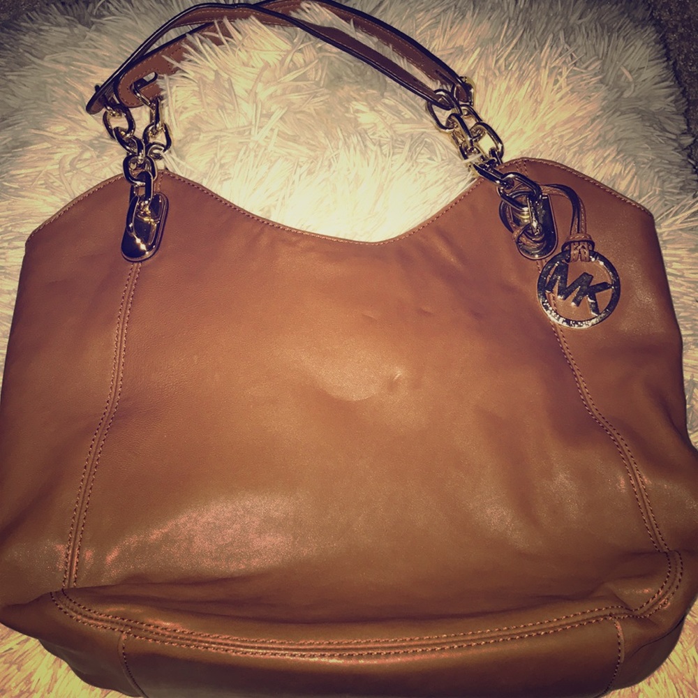Tan and gold Soft Leather Michael Kors Purse